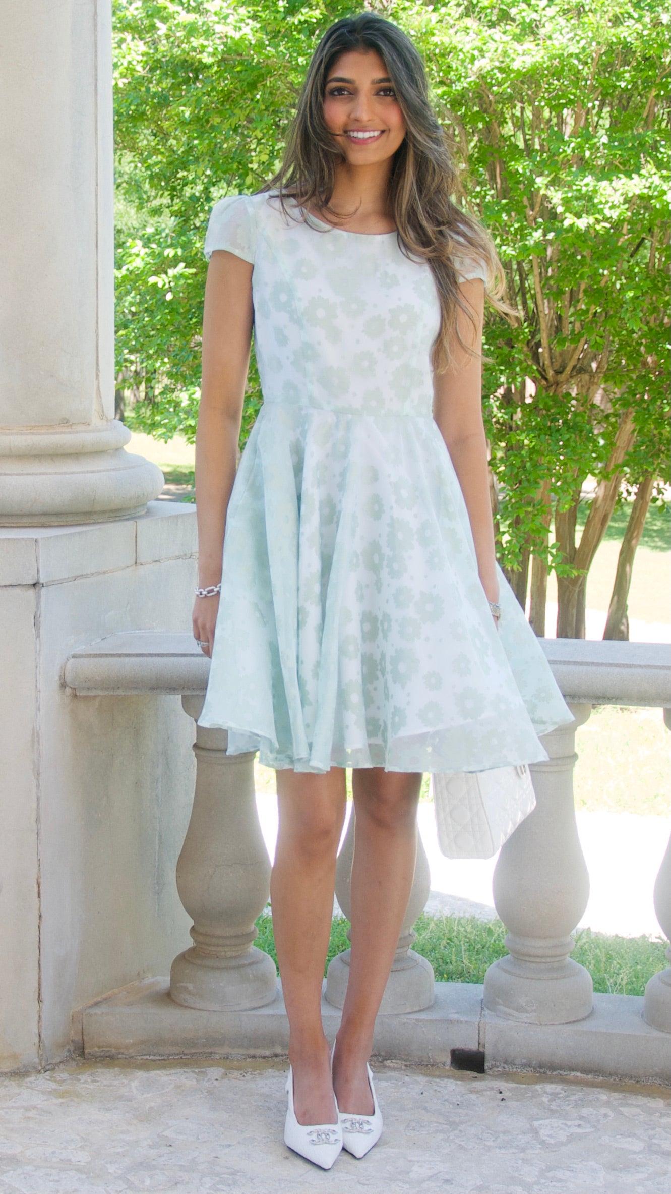 Seafoam Green Floral Print Fit and Flare Dress – Olivia Dress