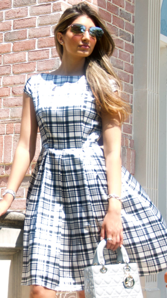 Plaid flare shops dress