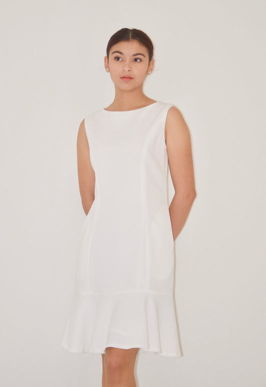 Ivory Flounce Sheath Dress